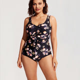 Women's Zipper One Piece Swimsuit Flowers In Full Bloom