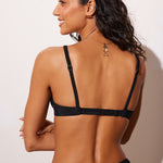 Women's Ribbed Plunge Bikini Top Black @model_info:ES2