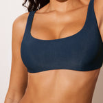 Women's Ribbed Scoop Neck Bikini Top Insignia Blue @model_info:ES3