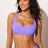Women's Ribbed Scoop Neck Bikini Top Sky Purple @model_info:ES1