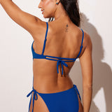Women's One Piece Strappy Backless Swimsuit Waves Blue