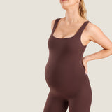 Women's Natrelax® Square Neck Maternity Romper Taupe