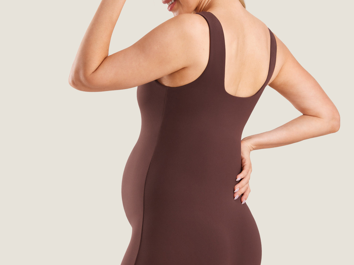 Women's Natrelax® Square Neck Maternity Romper Taupe
