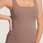 Women's Natrelax® Square Neck Maternity Romper Brown Purple