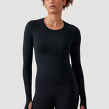 CRZ YOGA Women's Seamless Long Sleeves Shirts Black