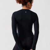 CRZ YOGA Women's Seamless Long Sleeves Shirts Black
