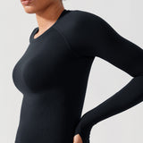 CRZ YOGA Women's Seamless Long Sleeves Shirts Black