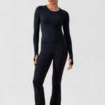 CRZ YOGA Women's Seamless Long Sleeves Shirts Black