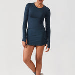 CRZ YOGA Women's Seamless Long Sleeves Shirts True Navy