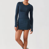 CRZ YOGA Women's Seamless Long Sleeves Shirts True Navy