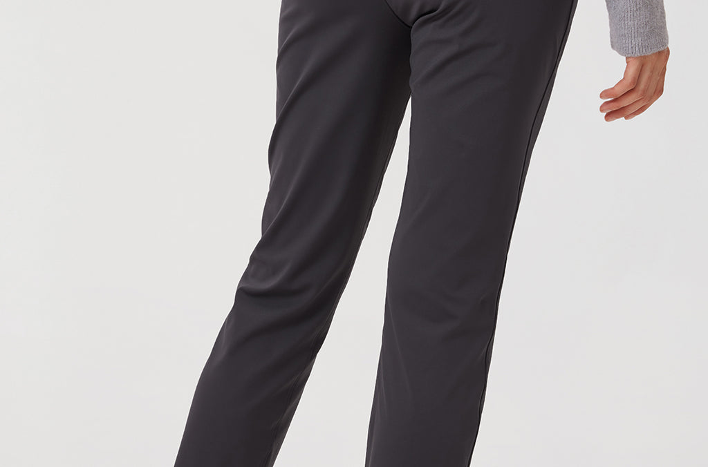 Women's Stretch Drawstring 7/8 Pants with Pockets 27'' Coffee Brown