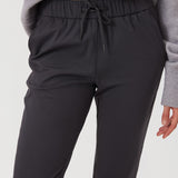 Women's Stretch Drawstring 7/8 Pants with Pockets 27'' Coffee Brown