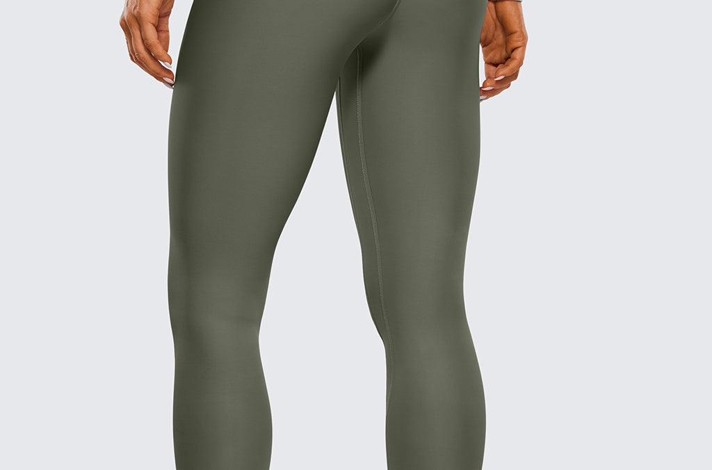 CRZ YOGA Women's Fleece Lined Leggings 25" Olive Green