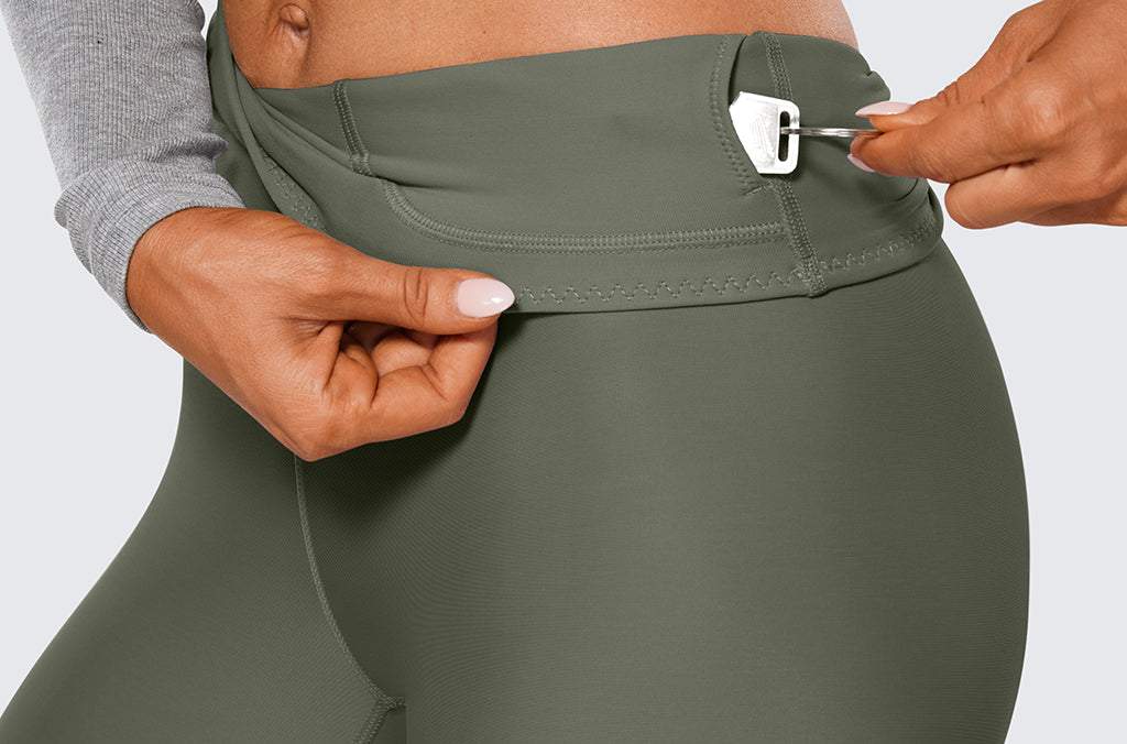 CRZ YOGA Women's Fleece Lined Leggings 25" Olive Green