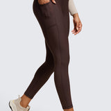 CRZ YOGA Women's Fleece Lined Leggings with Pockets 25'' Milky White