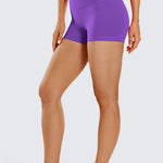 CRZ YOGA Women's Yoga High Rise Booty Butterluxe Biker Shorts 2.5'' Milky White
