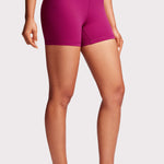 CRZ YOGA Women's Yoga High Rise Biker Shorts Butterluxe Shorts 4'' Magenta Purple