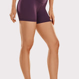 CRZ YOGA Women's Yoga High Rise Biker Shorts Butterluxe Shorts 4'' Magenta Purple