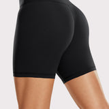 CRZ YOGA Women's Yoga High Rise Biker Shorts Butterluxe Shorts 6'' Black
