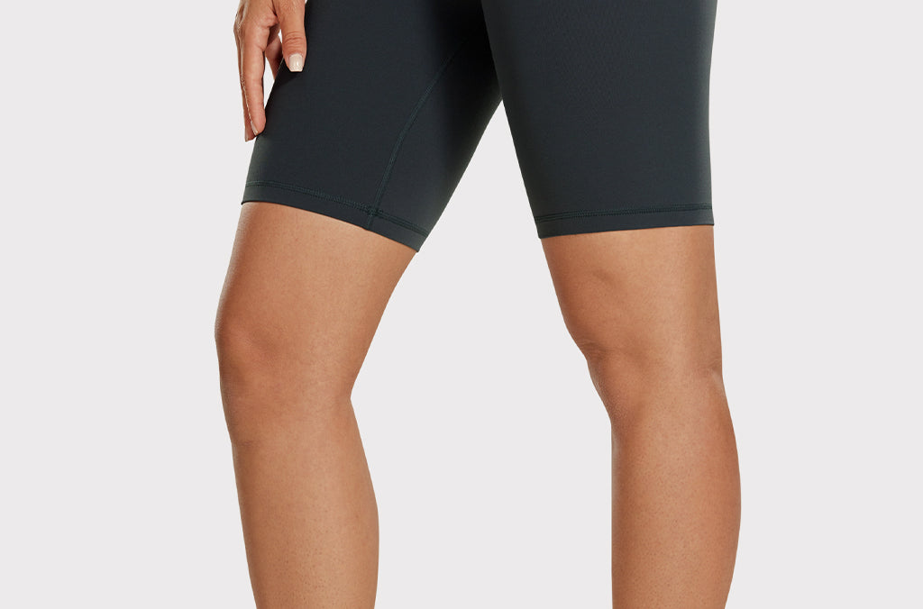 CRZ YOGA Women's Yoga High Rise Butterluxe Long Biker Shorts 8'' Black Tie Dye Flowers