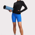 CRZ YOGA Women's Yoga High Rise Butterluxe Long Biker Shorts 8'' Sparkle Blue
