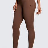CRZ YOGA Womens Butterluxe Pockets Workout Leggings 28" Coffee Brown