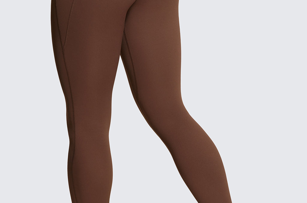 CRZ YOGA Womens Butterluxe Pockets Workout Leggings 28" Coffee Brown