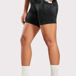 CRZ YOGA Women's Yoga High Rise Biker Butterluxe Pockets Shorts 5'' Black