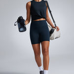 CRZ YOGA Women's Fast Dry Athletic Shorts 6" True Navy