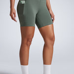 CRZ YOGA Women's Fast Dry Athletic Shorts 6" with Pockets Grey Sage