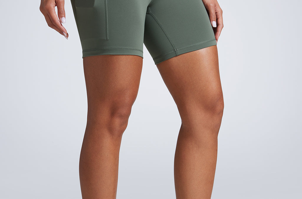 CRZ YOGA Women's Fast Dry Athletic Shorts 6" with Pockets Grey Sage