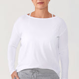 Women's Pima Cotton Boat Neck Long Sleeve Shirts Black