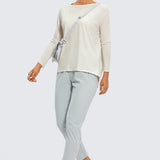 Women's Pima Cotton Boat Neck Long Sleeve Shirts Iced Iris