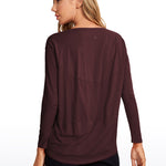 Women's Pima Cotton Boat Neck Long Sleeve Shirts Tie Dye Smoke Ink