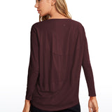 Women's Pima Cotton Boat Neck Long Sleeve Shirts Tie Dye Smoke Ink