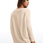 Women's Pima Cotton Boat Neck Long Sleeve Shirts Tie Dye Smoke Ink