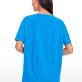 Women's Pima Cotton Boat Neck Short Sleeves Shirts Granita Pink