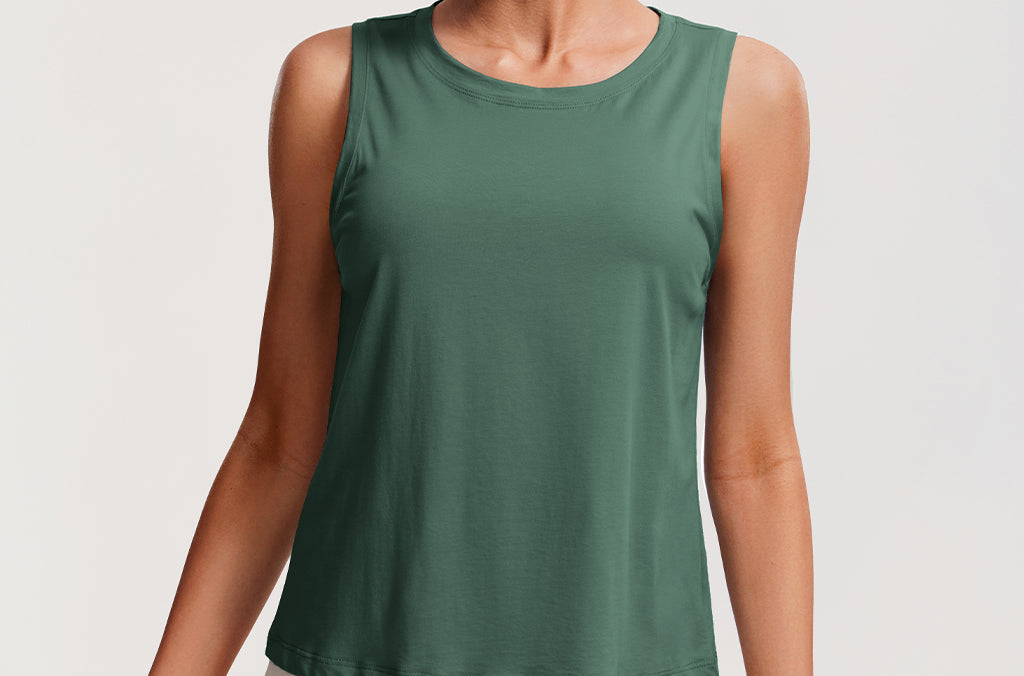 Women's Pima Cotton Cropped Tank Top Graphite Green
