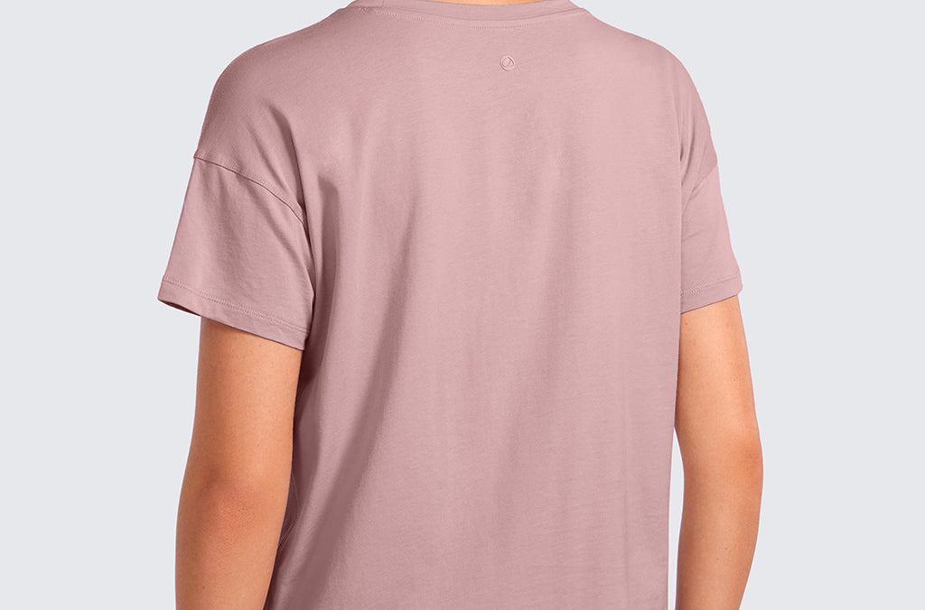 CRZ YOGA Women's Pima Cotton Crew Neck Short Sleeves Shirts Twilight Rose Pink