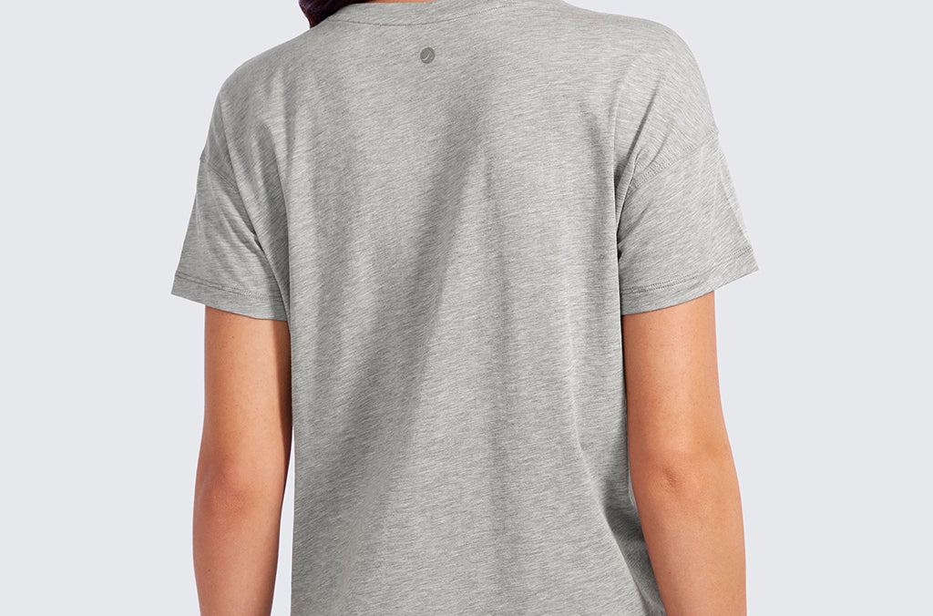 CRZ YOGA Women's Pima Cotton Crew Neck Short Sleeves Shirts Black
