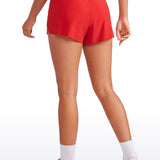 CRZ YOGA Women's Running Feathery-Fit Soft Spilt Quick Dry Lined Shorts Deep Red