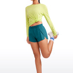 CRZ YOGA Women's Running Feathery-Fit Soft Spilt Quick Dry Lined Shorts Borealis Green