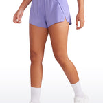 CRZ YOGA Women's Running Feathery-Fit Soft Spilt Quick Dry Lined Shorts Dark Lavender Purple