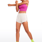 CRZ YOGA Women's Running Feathery-Fit Soft Spilt Quick Dry Lined Shorts Milky White