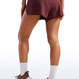CRZ YOGA Women's Running Feathery-Fit Soft Spilt Quick Dry Lined Shorts Red Merlot