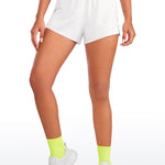 CRZ YOGA Women's Running Feathery-Fit Soft Spilt Quick Dry Lined Shorts White