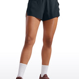 CRZ YOGA Women's Running Feathery-Fit Soft Spilt Quick Dry Lined Shorts True Navy