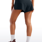 CRZ YOGA Women's Running Feathery-Fit Soft Spilt Quick Dry Lined Shorts True Navy