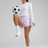 CRZ YOGA Women's Running Feathery-Fit Soft Spilt Quick Dry Lined Shorts Lilac Air