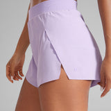 CRZ YOGA Women's Running Feathery-Fit Soft Spilt Quick Dry Lined Shorts Lilac Air
